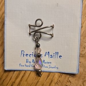 Silver Pendant with Pink Crystal Beads